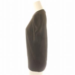 BLAMINK コットン18G クルーネックショートスリーブニット カットソー 半袖 パフスリーブ 36 ダークブラウン