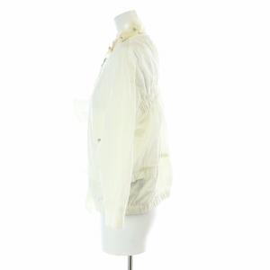 MUVEIL フロントフリル ジャケット ブルゾン フラワーモチーフ 七分袖 38 M 白 ホワイト