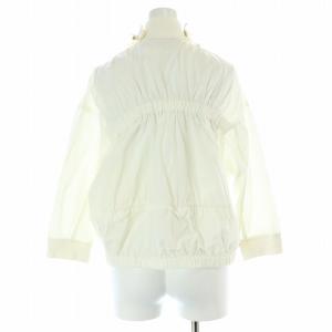 MUVEIL フロントフリル ジャケット ブルゾン フラワーモチーフ 七分袖 38 M 白 ホワイト