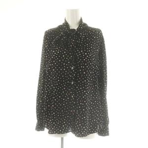 Brooks Brothers セットアップ 上下 ボウタイブラウス スカート ドット 長袖 前開き ロング フレア 2 黒 白 赤