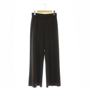 エレガント パンツ ワイド ニット ウール 36 茶 ブラウン