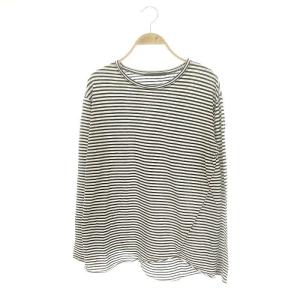 Distortion ボーダーTシャツ カットソー 長袖 黒 ブラック オフホワイト /DO OS