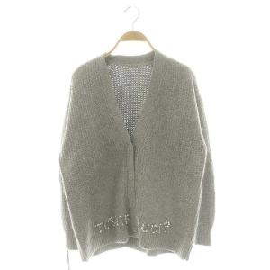 23AW レタードビジューカーディガン ニット Vネック 長袖 36 グレー