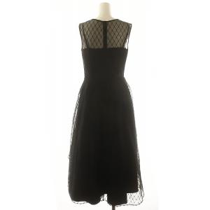 Grace Class メッシュチュール刺繍ドレス ワンピース ロング ノースリーブ 36 黒 紺 ブラック ネイビー