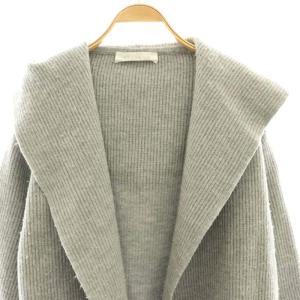 GALERIE VIE ダブルインレーニット フーデッドコート アウター ロング ウール 36 グレー