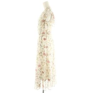 ANAYI 24SS ボタニカルローンプリントラッフル袖ワンピース 34 オフホワイト