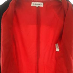 YVES SAINT LAURENT ウール バイカラー テーラードジャケット ブレザー シングル 36 S 赤 レッド 黒 ブラック /YQ