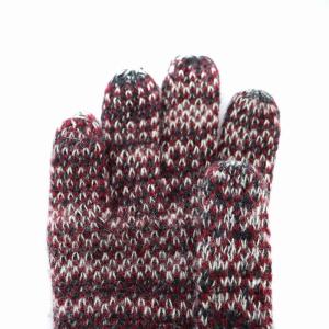 FENDI 手袋 五本指 ウール イタリア製 柄 ロゴ グレー ワインレッド マルチカラー