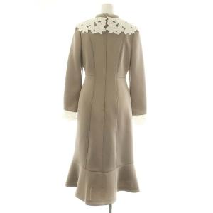 CELFORD 22AW レース衿マーメイドワンピース ロング丈 ミモレ丈 長袖  34 XS ベージュ 白 ホワイト