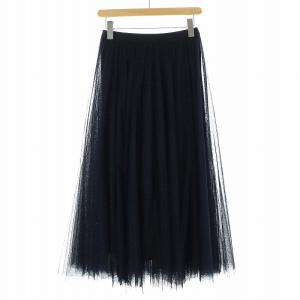 VIVIENNE TAM 22年 チュールロングスカート ギャザー イージー マキシ ラメ 38 M 紺 ネイビー /AT OS