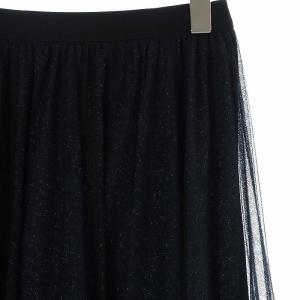 VIVIENNE TAM 22年 チュールロングスカート ギャザー イージー マキシ ラメ 38 M 紺 ネイビー /AT OS