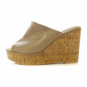 ストレスフリー クッションミュールサンダル 厚底 フェイクレザー LL ベージュ KS09081 /BB