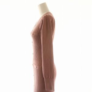 SNIDEL 24AWフロントボタンニットワンピース ロング丈 マキシ丈 長袖 Vネック フロントボタン F ピンク
