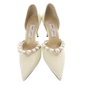 JIMMY CHOO ビジューポインテッドトゥ パンプス 40 アイボリー
