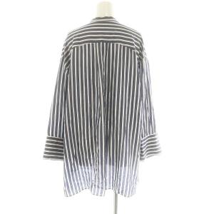 JOURNAL STANDARD L'ESSAGE シアー ストライプ バンドカラーシャツ 長袖 ストライプ 青 ブルー 白 ホワイト