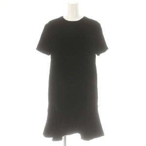 ベロアショートスリーブワンピース 膝丈 半袖 F36 ブラック 484797 /DO OS