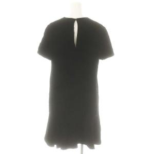 SAINT LAURENT PARIS ベロアショートスリーブワンピース 膝丈 半袖 F36 ブラック 484797 /DO OS