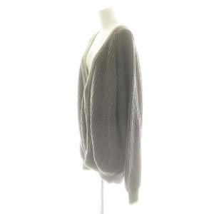 GIORGIO ARMANI Vネック カーディガン 長袖 ラグランスリーブ 48 グレー アイボリー