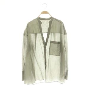 24SS シアースキン SHEER SKIN シャツ ブラウス 長袖 フロントボタン バントカラー F