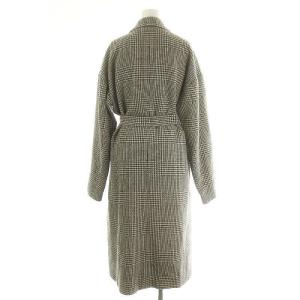 Whim Gazette WhimGazette 千鳥格子柄チェスターコート ロング ウール ベルト付き F 黒 生成り ブラック エクリュ /MI OS