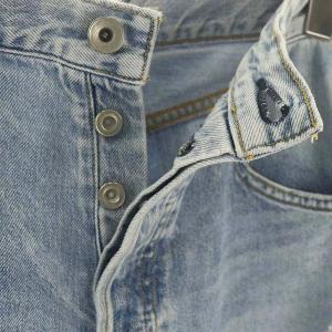 Whim Gazette WhimGazette ラインカーブDENIMデニムパンツ ジーンズ ワイド ボタンフライ ダメージ加工 38 ライトブルー /MI