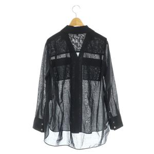 Theory 23SS AIRY SHIRTING NOTCH SHIRT シアー シャツ 長袖 オープンカラー ウール混 S 黒 ブラック