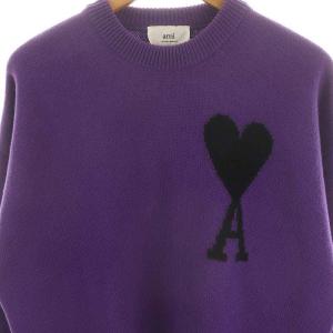 AMI Alexandre Mattiussi ロゴ クルーネックニット パープル ブラック UKS002.018