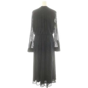 CELFORD レースシャツワンピース ロング マキシ丈 長袖 総レース 38 紺 ネイビー