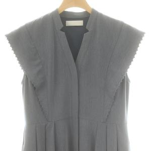 CELFORD サーキュラーエンブロイダリーワンピース ロング マキシ丈 フレンチスリーブ 36 青 ブルー