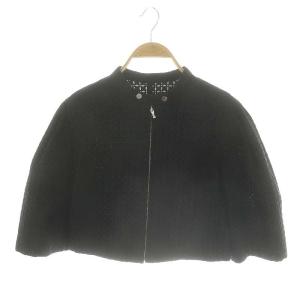 ベルスリーブショートブルゾン アウター フルジップ 七分袖 F 黒 ブラック