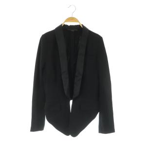 変形 テーラードジャケット ショート丈 シルク 切替 2 黒 ブラック /MY OS