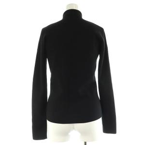 YVES SAINT LAURENT rive gauche 深Vネック リボン ニット カットソー 長袖 ドロップショルダー ストレッチ イタリア製 M 黒 ブラック