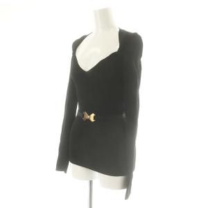 GUCCI Vネック 長袖 リブニット セーター 長袖 プルオーバー ベルト付き S 黒 ブラック