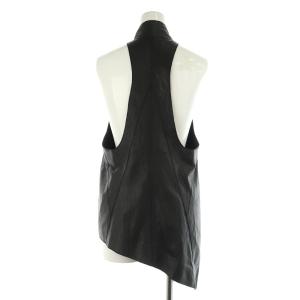 Helmut Lang ラムレザー アシンメトリー ベスト 変形 S ブラック