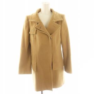 スタンドカラーコート 比翼コート アウター ロング カシミヤ混 38 ベージュ115895 /ES OS
