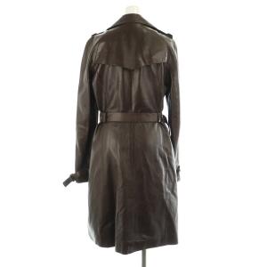 PAULE KA レザー ロングコート チェスター 総裏地 比翼ボタン ベルト付 38 茶 ブラウン