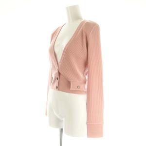 FOXEY BOUTIQUE Vネックリブカーディガン ニット 長袖 クロップド 38 ピンク 24211