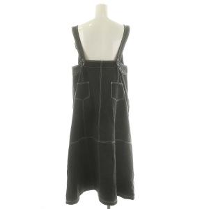 Ameri VINTAGE SHOREDITCH OVER DRESS ドレス ジャンパースカート キャミワンピース デニム ロング ステッチ S 黒