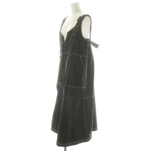 Ameri VINTAGE SHOREDITCH OVER DRESS ドレス ジャンパースカート キャミワンピース デニム ロング ステッチ S 黒