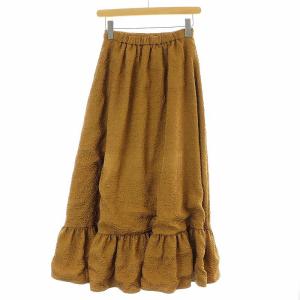 Ameri VINTAGE 22AW JACQUARD RUFFLED HEM SKIRT スカート フレア マキシ ロング タック S 茶 ブラウン