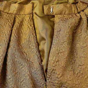 Ameri VINTAGE 22AW JACQUARD RUFFLED HEM SKIRT スカート フレア マキシ ロング タック S 茶 ブラウン