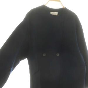 JOURNAL STANDARD relume 22AW ウールナイロンリバーガウンコート ノーカラー ミドル丈 アウター 36 紺 ネイビー