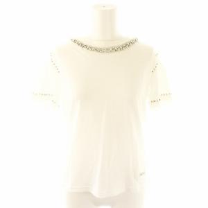 ビジューTシャツ カットソー 半袖 装飾 コットン XS 白 ホワイト /NR OS