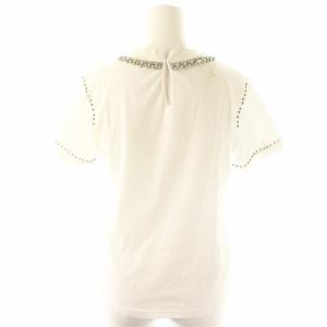 miumiu ビジューTシャツ カットソー 半袖 装飾 コットン XS 白 ホワイト /NR OS