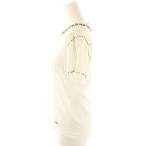 miumiu ビジューTシャツ カットソー 半袖 装飾 コットン XS 白 ホワイト /NR OS