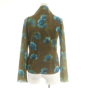 Ameri VINTAGE 22SS MILA VELOUR CUT TOP カットソー 長袖 花柄 ストライプ インナー付き F 茶 青 ブラウン ブルー