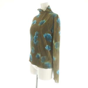 Ameri VINTAGE 22SS MILA VELOUR CUT TOP カットソー 長袖 花柄 ストライプ インナー付き F 茶 青 ブラウン ブルー