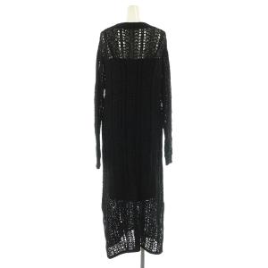 Ameri VINTAGE MEDI TAPE YARN KNIT DRESS ニットワンピース ロング 長袖 テープヤーン インナー付 黒 ブラック