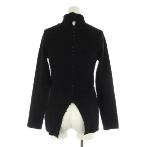 Ameri VINTAGE 3WAY BUMPY KNIT TOP カットソー 長袖 くるみボタン ストレッチ F 黒 ブラック /MY