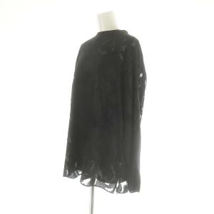 Ameri VINTAGE HAOKAN BACK RIBBON BLOUSE ブラウス 長袖 シアー 総柄 インナー付き F 黒 ブラック